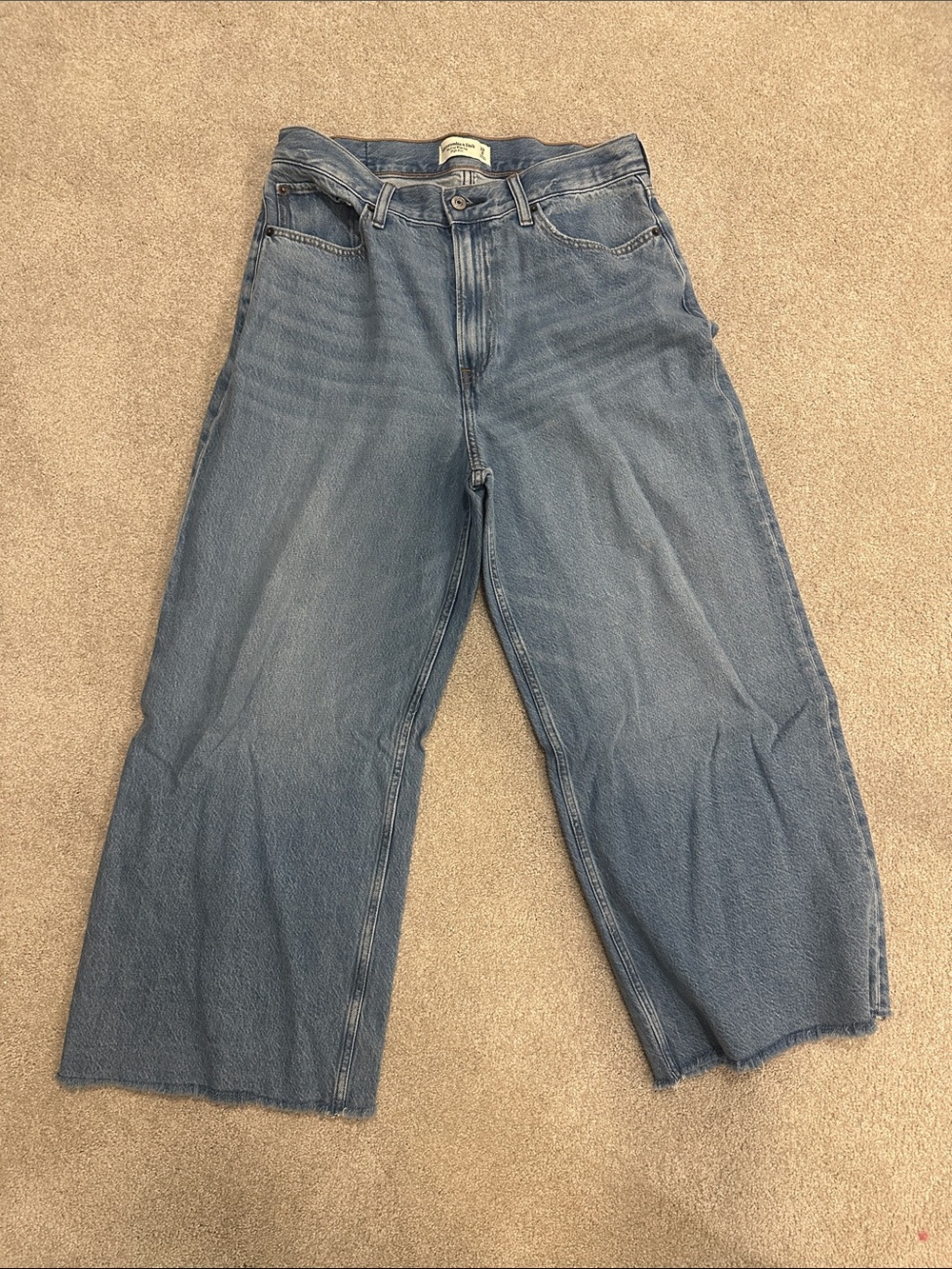 Abercrombie Crop Wide Leg High Rise Women's Blue Jeans